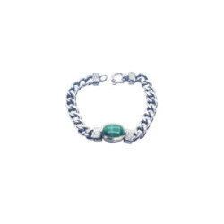 Pulsera de plata y oro con malaquita