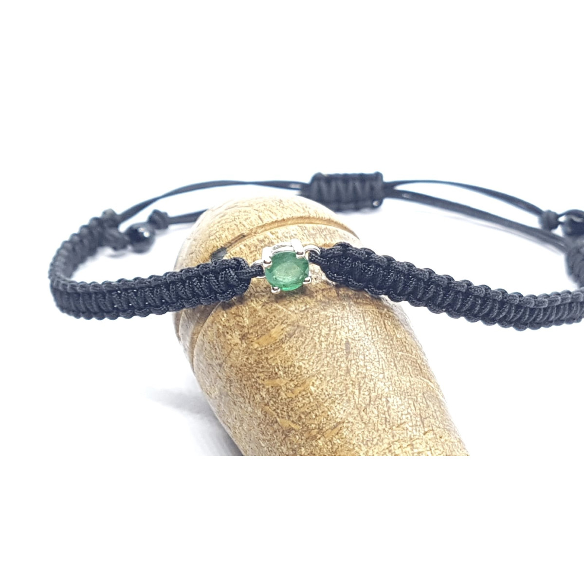 PULSERA DE ORO BLANCO CON ESMERALDA