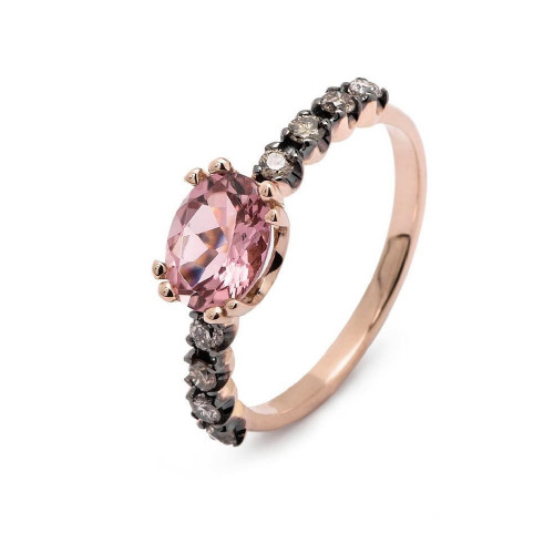 ANILLO DE ORO rosa y Turmalina rosa